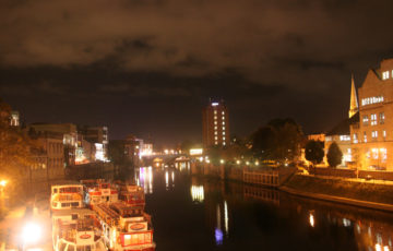 ヨークのオウセ河の夜景