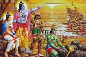 ラーマーヤナの挿絵。インド神話の人が青いのはインド人の褐色の肌を表しているのだとか。