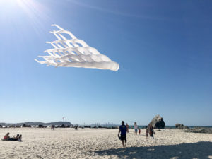 青空を泳ぐ巨大なカイト（凧）は、メルボルン大学の建築学科の学生達の作品。